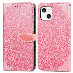 Custodia Portafoglio In Pelle Fantasia Modello Cover con Supporto H13 per Apple iPhone 13 Oro Rosa