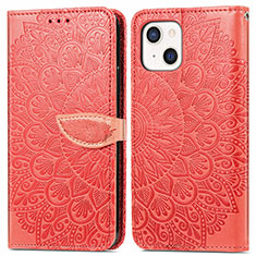 Custodia Portafoglio In Pelle Fantasia Modello Cover con Supporto H13 per Apple iPhone 13 Rosso