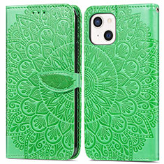 Custodia Portafoglio In Pelle Fantasia Modello Cover con Supporto H13 per Apple iPhone 15 Plus Verde