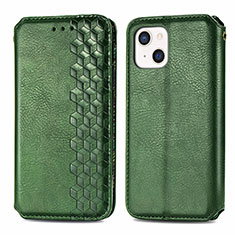 Custodia Portafoglio In Pelle Fantasia Modello Cover con Supporto H15 per Apple iPhone 13 Verde