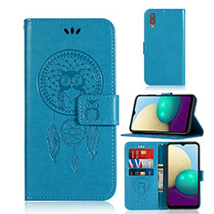 Custodia Portafoglio In Pelle Fantasia Modello Cover con Supporto JX1 per Samsung Galaxy M02 Blu