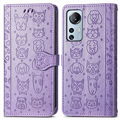 Custodia Portafoglio In Pelle Fantasia Modello Cover con Supporto L01 per Xiaomi Mi 12 Pro 5G Viola