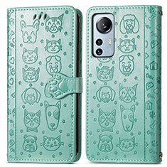 Custodia Portafoglio In Pelle Fantasia Modello Cover con Supporto L01 per Xiaomi Mi 12X 5G Verde