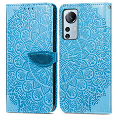 Custodia Portafoglio In Pelle Fantasia Modello Cover con Supporto L02 per Xiaomi Mi 12 5G Cielo Blu