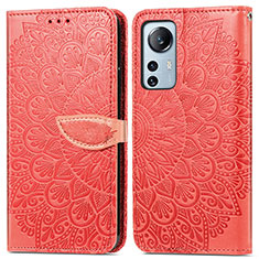 Custodia Portafoglio In Pelle Fantasia Modello Cover con Supporto L02 per Xiaomi Mi 12 5G Rosso