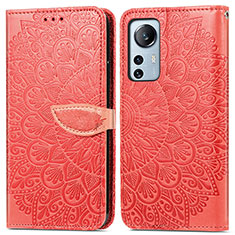 Custodia Portafoglio In Pelle Fantasia Modello Cover con Supporto L02 per Xiaomi Mi 12X 5G Rosso