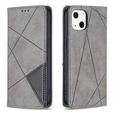 Custodia Portafoglio In Pelle Fantasia Modello Cover con Supporto L04 per Apple iPhone 13 Mini Grigio