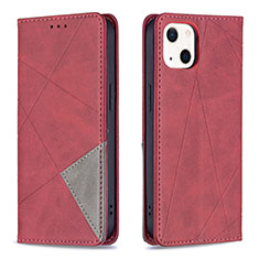 Custodia Portafoglio In Pelle Fantasia Modello Cover con Supporto L04 per Apple iPhone 13 Mini Rosso