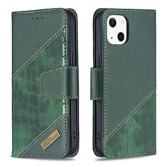 Custodia Portafoglio In Pelle Fantasia Modello Cover con Supporto L05 per Apple iPhone 13 Mini Verde