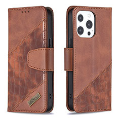 Custodia Portafoglio In Pelle Fantasia Modello Cover con Supporto L05 per Apple iPhone 13 Pro Marrone