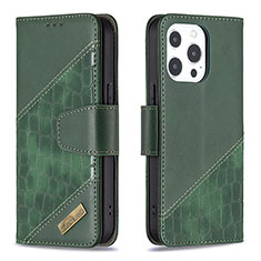 Custodia Portafoglio In Pelle Fantasia Modello Cover con Supporto L05 per Apple iPhone 14 Pro Verde