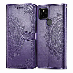 Custodia Portafoglio In Pelle Fantasia Modello Cover con Supporto per Google Pixel 4a 5G Viola