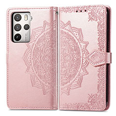 Custodia Portafoglio In Pelle Fantasia Modello Cover con Supporto per HTC U23 5G Oro Rosa
