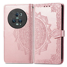 Custodia Portafoglio In Pelle Fantasia Modello Cover con Supporto per Huawei Honor Magic5 Pro 5G Oro Rosa