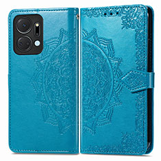 Custodia Portafoglio In Pelle Fantasia Modello Cover con Supporto per Huawei Honor X7a Blu