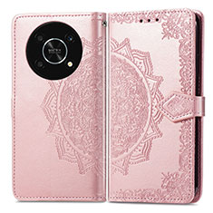Custodia Portafoglio In Pelle Fantasia Modello Cover con Supporto per Huawei Nova Y90 Oro Rosa