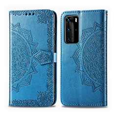 Custodia Portafoglio In Pelle Fantasia Modello Cover con Supporto per Huawei P40 Pro Blu