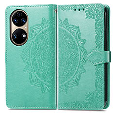 Custodia Portafoglio In Pelle Fantasia Modello Cover con Supporto per Huawei P50 Pro Verde