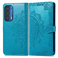 Custodia Portafoglio In Pelle Fantasia Modello Cover con Supporto per Motorola Moto Edge (2021) 5G Blu