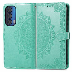 Custodia Portafoglio In Pelle Fantasia Modello Cover con Supporto per Motorola Moto Edge (2021) 5G Verde