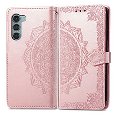 Custodia Portafoglio In Pelle Fantasia Modello Cover con Supporto per Motorola Moto Edge S30 5G Oro Rosa