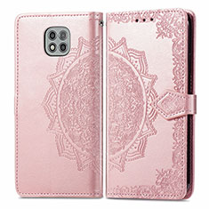 Custodia Portafoglio In Pelle Fantasia Modello Cover con Supporto per Motorola Moto G Power (2021) Oro Rosa