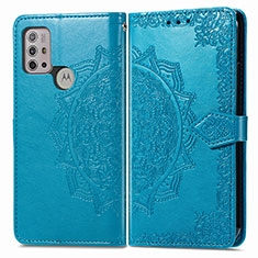 Custodia Portafoglio In Pelle Fantasia Modello Cover con Supporto per Motorola Moto G20 Blu