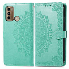 Custodia Portafoglio In Pelle Fantasia Modello Cover con Supporto per Motorola Moto G40 Fusion Verde