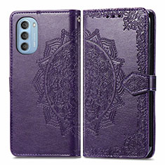 Custodia Portafoglio In Pelle Fantasia Modello Cover con Supporto per Motorola Moto G51 5G Viola