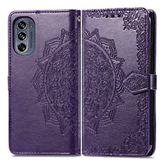 Custodia Portafoglio In Pelle Fantasia Modello Cover con Supporto per Motorola Moto G62 5G Viola