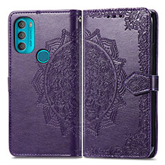 Custodia Portafoglio In Pelle Fantasia Modello Cover con Supporto per Motorola Moto G71 5G Viola