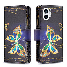 Custodia Portafoglio In Pelle Fantasia Modello Cover con Supporto per Nothing Phone 1 Nero