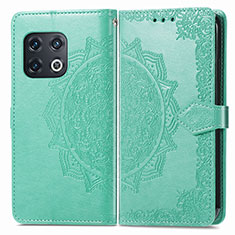 Custodia Portafoglio In Pelle Fantasia Modello Cover con Supporto per OnePlus 10 Pro 5G Verde