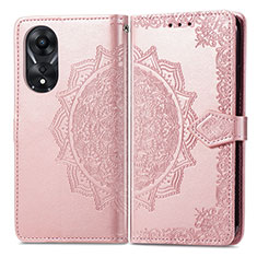 Custodia Portafoglio In Pelle Fantasia Modello Cover con Supporto per Oppo A58 4G Oro Rosa