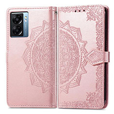Custodia Portafoglio In Pelle Fantasia Modello Cover con Supporto per Oppo A77 5G Oro Rosa