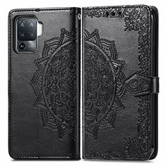 Custodia Portafoglio In Pelle Fantasia Modello Cover con Supporto per Oppo A94 4G Nero