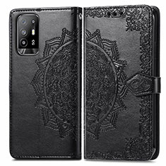 Custodia Portafoglio In Pelle Fantasia Modello Cover con Supporto per Oppo F19 Pro+ Plus 5G Nero