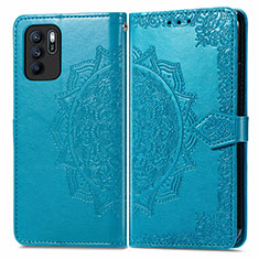 Custodia Portafoglio In Pelle Fantasia Modello Cover con Supporto per Oppo Reno6 Z 5G Blu