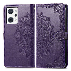 Custodia Portafoglio In Pelle Fantasia Modello Cover con Supporto per Oppo Reno7 A Viola