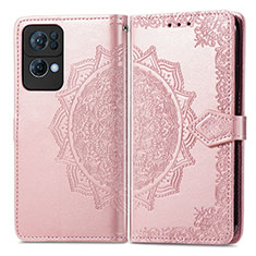 Custodia Portafoglio In Pelle Fantasia Modello Cover con Supporto per Oppo Reno7 Pro 5G Oro Rosa