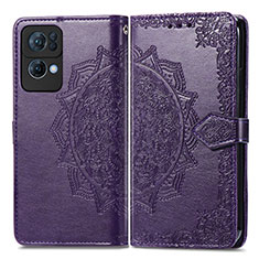 Custodia Portafoglio In Pelle Fantasia Modello Cover con Supporto per Oppo Reno7 Pro 5G Viola