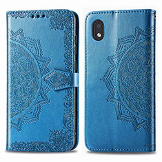 Custodia Portafoglio In Pelle Fantasia Modello Cover con Supporto per Samsung Galaxy A01 Core Blu