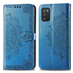 Custodia Portafoglio In Pelle Fantasia Modello Cover con Supporto per Samsung Galaxy A02s Blu