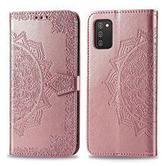 Custodia Portafoglio In Pelle Fantasia Modello Cover con Supporto per Samsung Galaxy A02s Oro Rosa