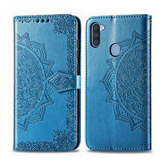 Custodia Portafoglio In Pelle Fantasia Modello Cover con Supporto per Samsung Galaxy A11 Blu