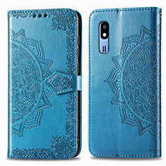 Custodia Portafoglio In Pelle Fantasia Modello Cover con Supporto per Samsung Galaxy A2 Core A260F A260G Blu