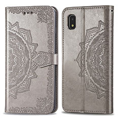 Custodia Portafoglio In Pelle Fantasia Modello Cover con Supporto per Samsung Galaxy A21 SC-42A Grigio