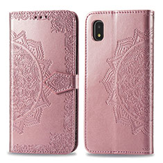 Custodia Portafoglio In Pelle Fantasia Modello Cover con Supporto per Samsung Galaxy A21 SC-42A Oro Rosa
