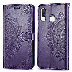 Custodia Portafoglio In Pelle Fantasia Modello Cover con Supporto per Samsung Galaxy A40 Viola