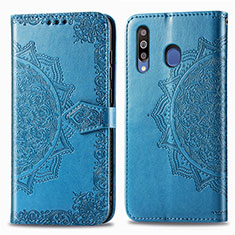 Custodia Portafoglio In Pelle Fantasia Modello Cover con Supporto per Samsung Galaxy A40s Blu